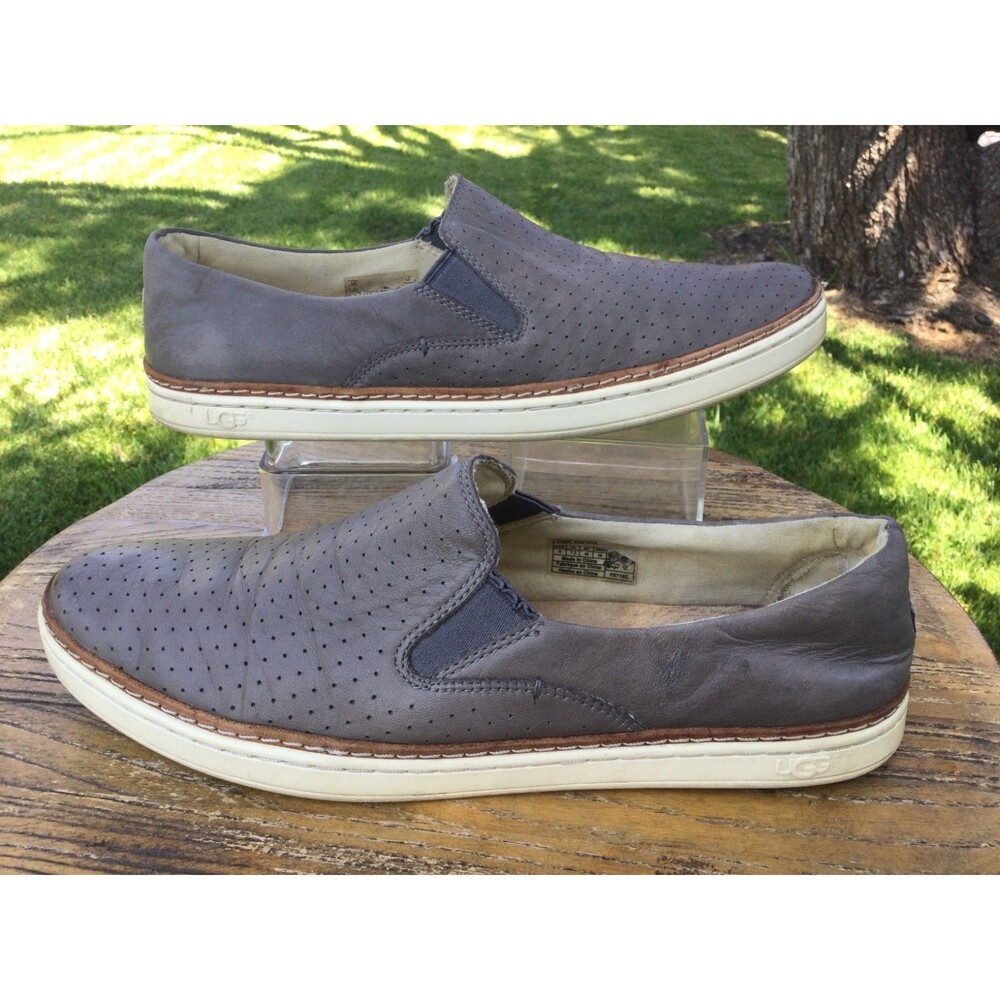 UGG Size 9 Keile Perf Perforated Leather Slip On Sneaker Shoes Women Gray Grey